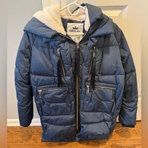 Orolay Navy Puffer Jacket with White Lining